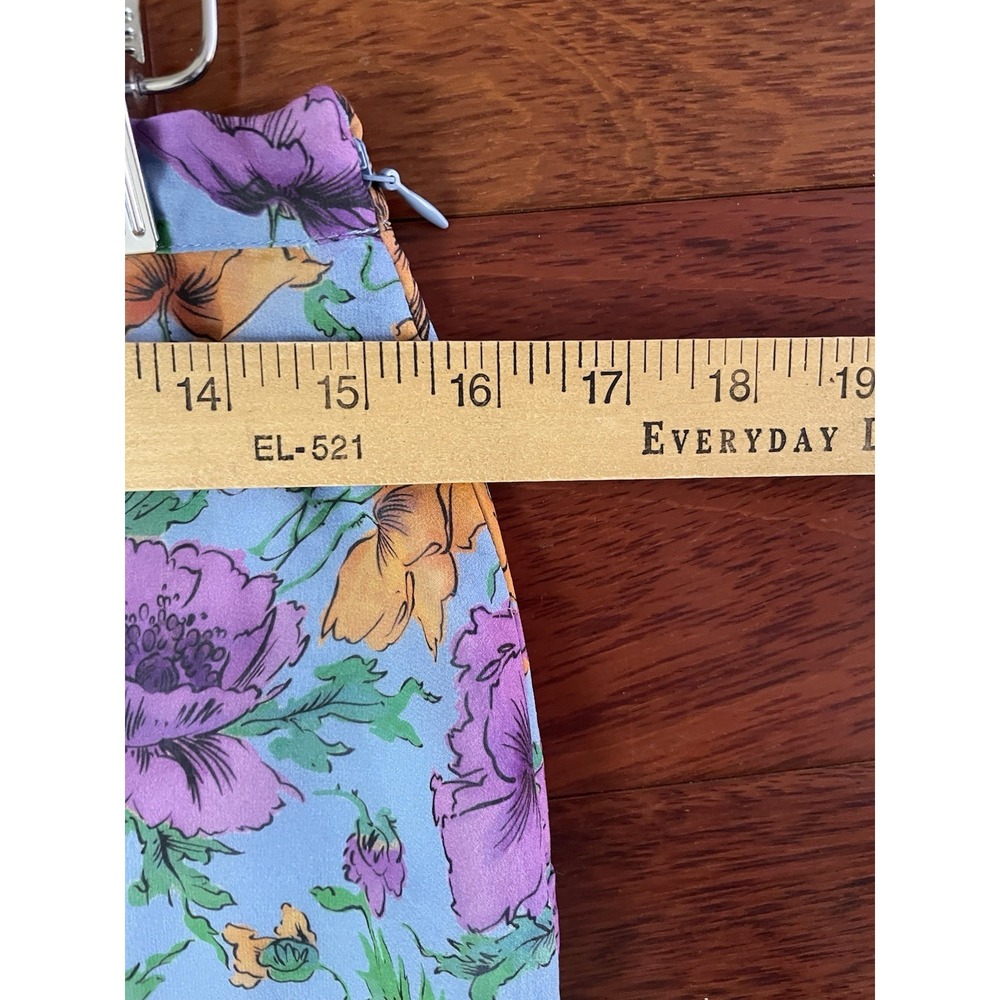 Veronica Beard Eleonora Silk Floral Print Skirt Asymmetrical Midi Blue 6 B46 - Picture 11 of 12